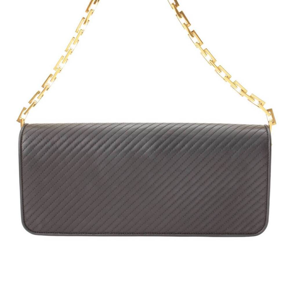 Saint Laurent Leather Stitch Chain Shoulder Bag Black